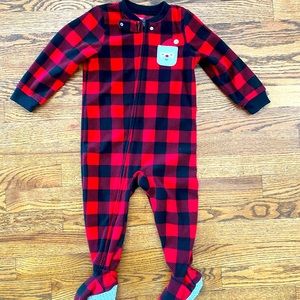 Carter’s Flannel Plaid Fleece Santa 🎅 Footie Pajamas